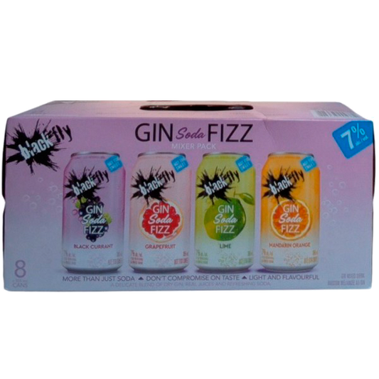 BLACK FLY GIN SODA FIZZ MIXER 8 CANS