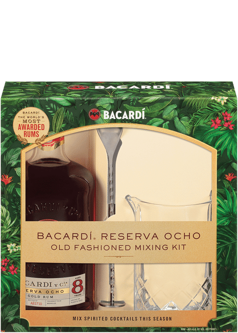 BACARDI 8 YEAR OLD 750 ML GIFT SET Old Fashioned Mixing Kit