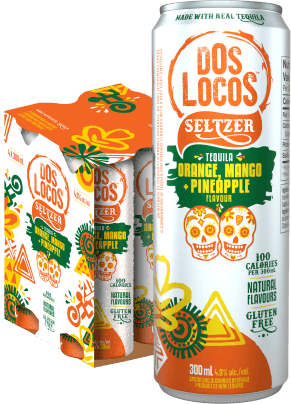 DOS LOCOS ORANGE MANGO PINEAPPLE SELTZER 4 CANS