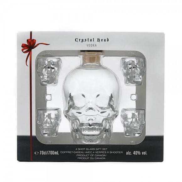 CRYSTAL HEAD VODKA 4X MINI SHOT GLASS GIFT PACK 750 ML